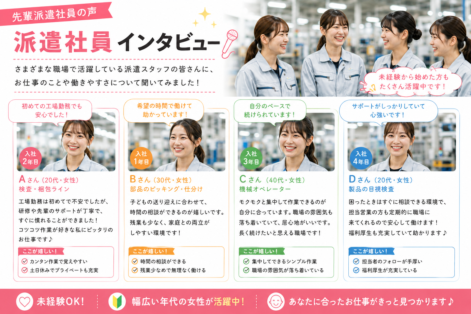 実際の職場の声を紹介　工場勤務